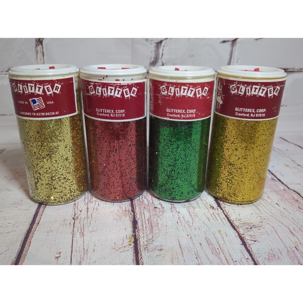 Vintage Glitter Glitterex Lot Red Green Gold 4 oz